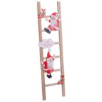 Χριστουγεννιάτικο Στολίδι Πολύχρωμο Ξύλο Σκάλα Άη Βασίλης 17 x 1