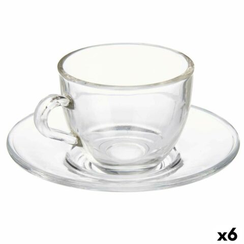 Κούπα με Πιατάκι Διαφανές Γυαλί 85 ml (x6)