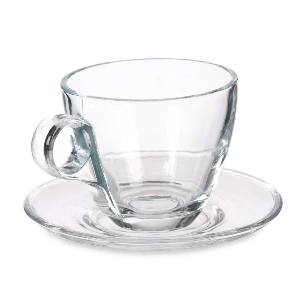 Κούπα με Πιατάκι Διαφανές Γυαλί 170 ml (x6)