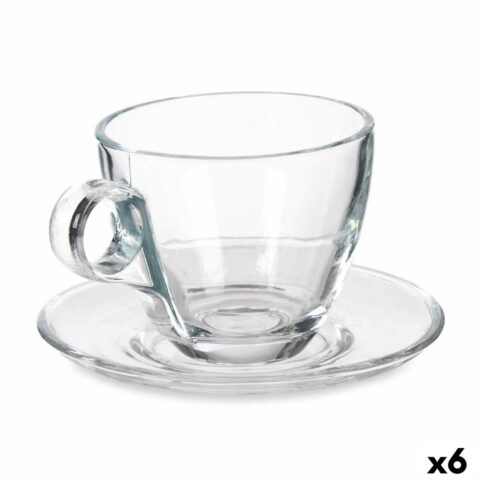 Κούπα με Πιατάκι Διαφανές Γυαλί 170 ml (x6)