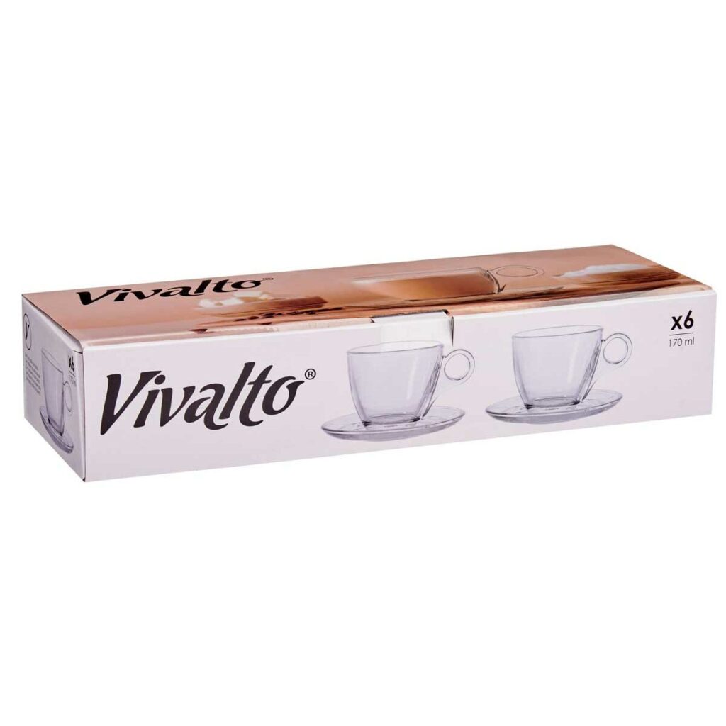 Κούπα με Πιατάκι Διαφανές Γυαλί 170 ml (x6)
