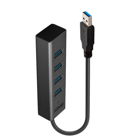 USB Hub LINDY 43324 Μαύρο