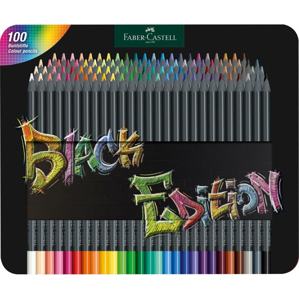Χρωματιστά μολύβια Faber-Castell Black Edition μεταλλική θήκη 100 Τεμάχια Πολύχρωμο