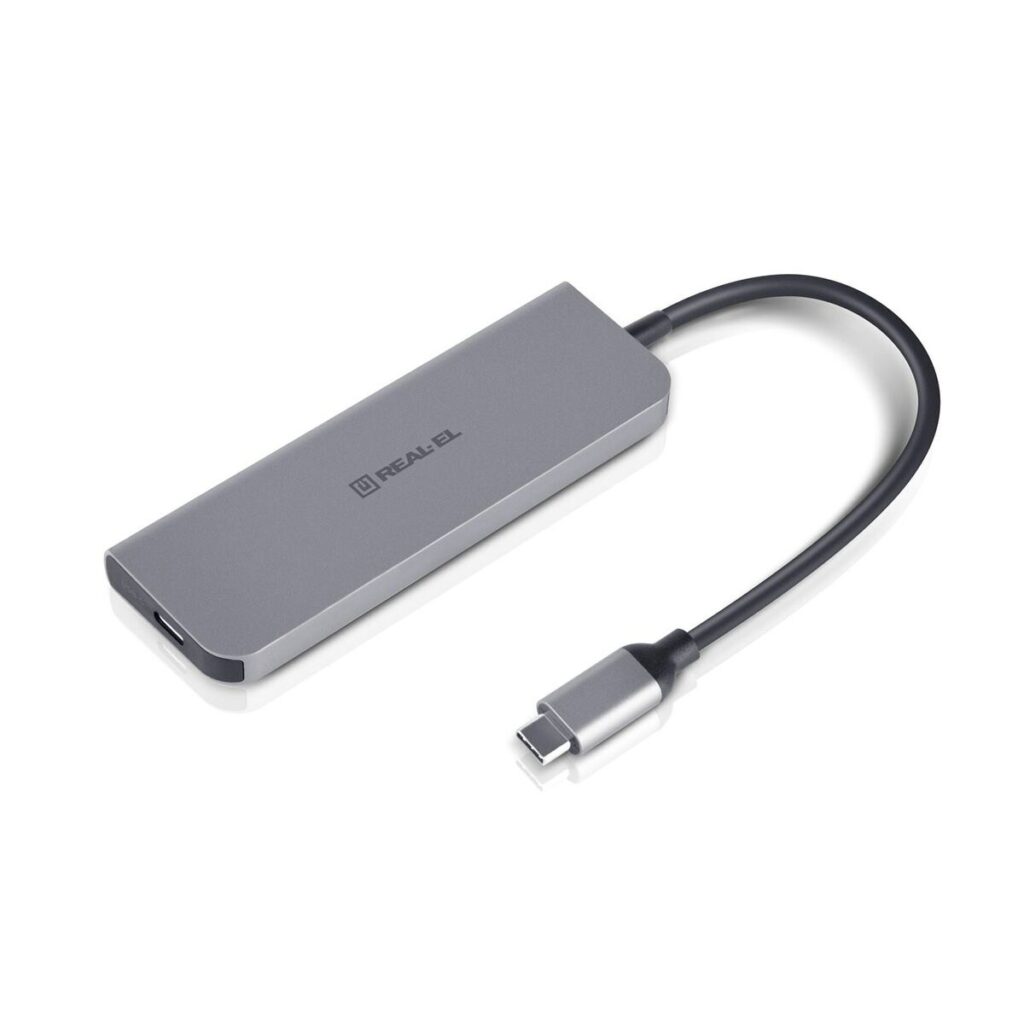 USB-C Hub Real-El REAL-EL CQ-700 5 σε 1 Μαύρο Γκρι 100 W