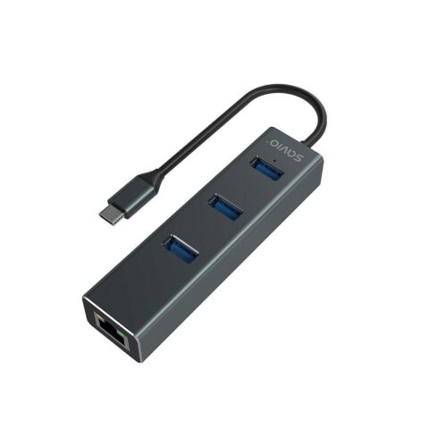 Hub USB-C 4 Θύρες Savio AK-57 Ethernet (RJ-45) Γκρι
