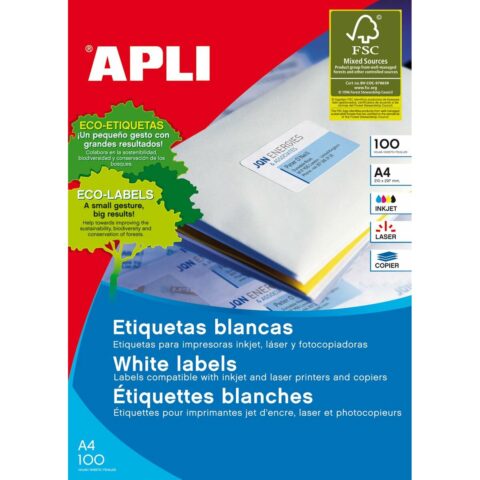 Κολλητικές ετικέτες Apli 581243 200 Φύλλα 210 x 148 mm Λευκό