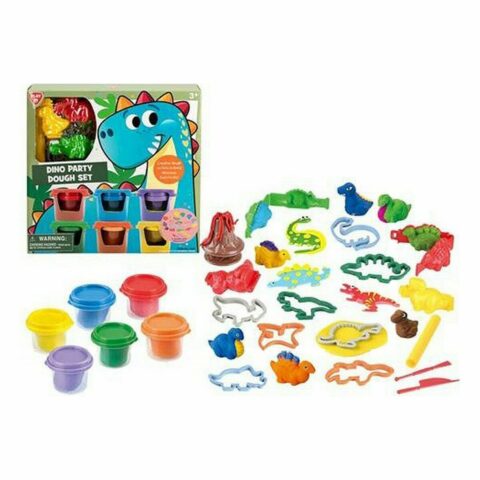 Παιχνίδι με Πλαστελίνη PlayGo Dino Party Dough Πολύχρωμο (23 Τεμάχια)