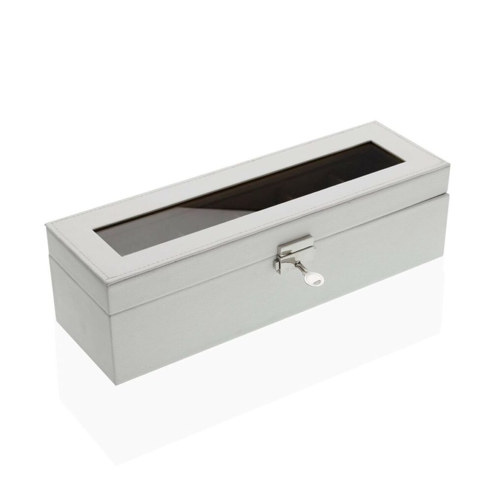 Κουτί για Ρολόγια Versa Λευκό πολυπροπυλένιο Δερματίνη 10 x 9 x 32