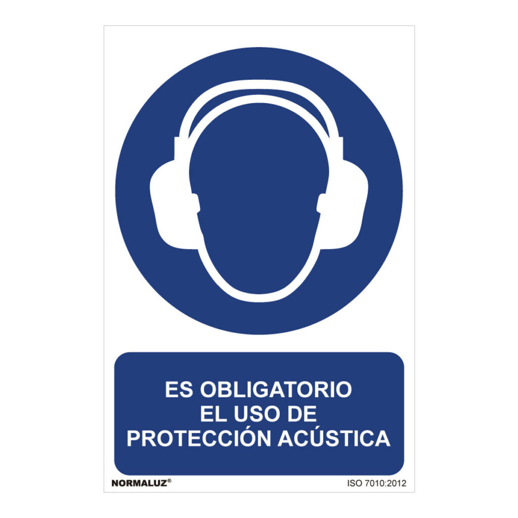 Ταμπέλα Normaluz Paso obligatorio el uso de protección acústica PVC (30 x 40 cm)
