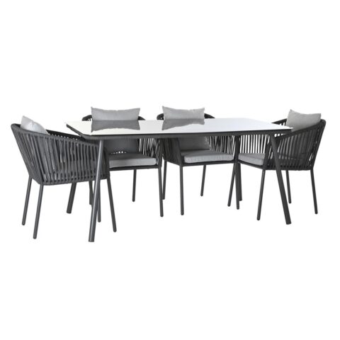 Σετ Τραπέζι με 6 Καρέκλες DKD Home Decor Αλουμίνιο Κρυστάλλινο Σχοινί 160 x 90 x 75 cm