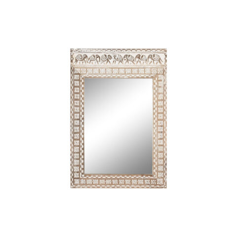 Τοίχο καθρέφτη Home ESPRIT Λευκό Φυσικό Ξύλο από Μάνγκο Ελέφαντας Ινδός 83 x 4 x 121 cm