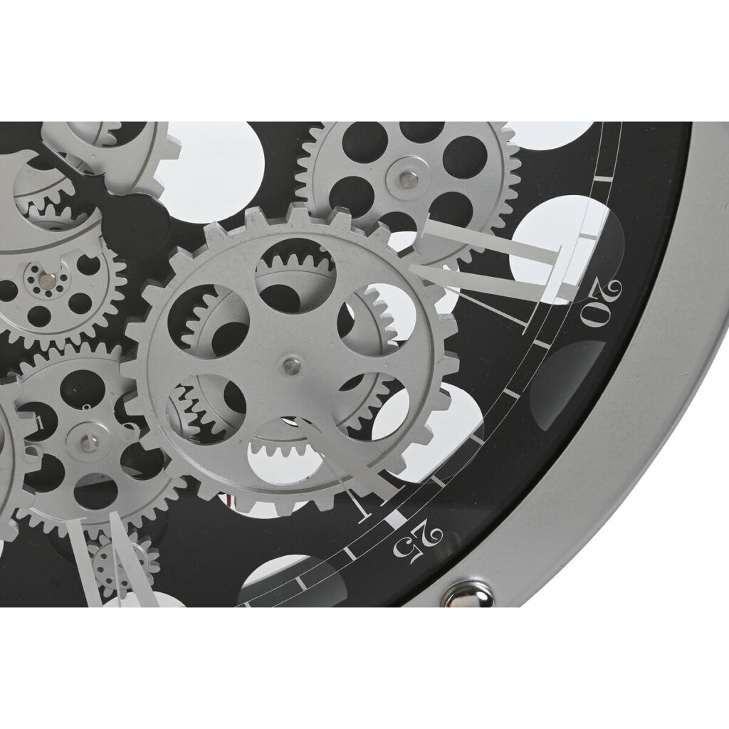 Ρολόι Τοίχου Home ESPRIT Μαύρο Ασημί Μέταλλο Κρυστάλλινο Γρανάζι 52 x 8