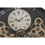 Ρολόι Τοίχου Home ESPRIT Μαύρο Χρυσό Μέταλλο Κρυστάλλινο Γρανάζι 46 x 7