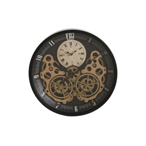 Ρολόι Τοίχου Home ESPRIT Μαύρο Χρυσό Μέταλλο Κρυστάλλινο Γρανάζι 46 x 7