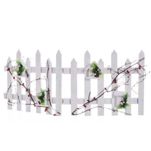 Χριστουγεννιάτικο Στολίδι Λευκό Πολύχρωμο Ξύλο Πλαστική ύλη Φράχτη 98 x 40 x 1
