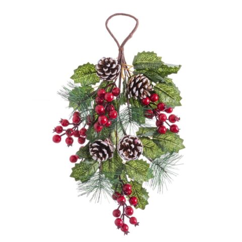 Κρεμάστρα για τις Πόρτες Χριστουγεννιάτικο στεφάνι Κόκκινο Πράσινο Φυσικό Πλαστική ύλη 43 cm