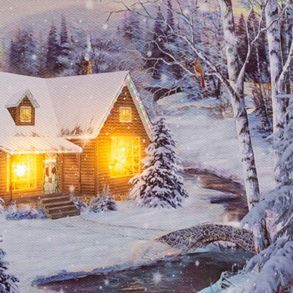 Πίνακας Χριστουγεννιάτικο στεφάνι Πολύχρωμο Ξύλο Καμβάς 20 x 15 x 1