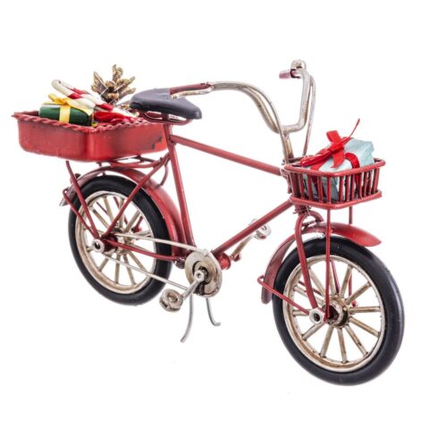 Χριστουγεννιάτικο Στολίδι Κόκκινο Πολύχρωμο Μέταλλο Ποδήλατο 16 x 6