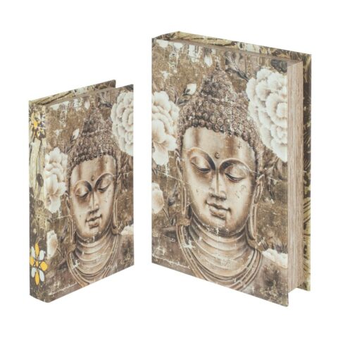 Σετ Διακοσμητικών Κουτιών Signes Grimalt Βιβλίο Βούδας PVC Ξύλο MDF 17 x 5 x 26 cm