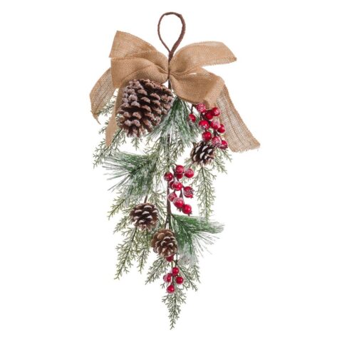 Κρεμάστρα για τις Πόρτες Χριστουγεννιάτικο στεφάνι Λευκό Κόκκινο Πράσινο Φυσικό ρατάν Πλαστική ύλη 55 cm