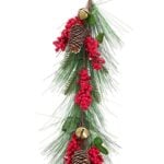 Χριστουγεννιάτικο στεφάνι Κόκκινο Πράσινο Πλαστική ύλη Ανανάδες 140 cm