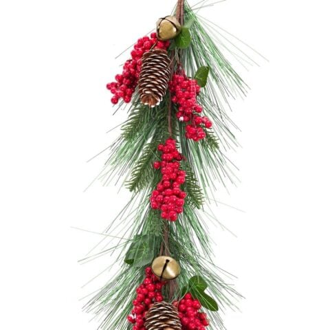 Χριστουγεννιάτικο στεφάνι Κόκκινο Πράσινο Πλαστική ύλη Ανανάδες 140 cm
