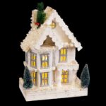 Χριστουγεννιάτικο Στολίδι Λευκό Ξύλο Σπίτι 23 x 14 x 32 cm