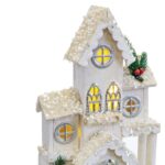 Χριστουγεννιάτικο Στολίδι Λευκό Ξύλο Σπίτι 24 x 11 x 39 cm