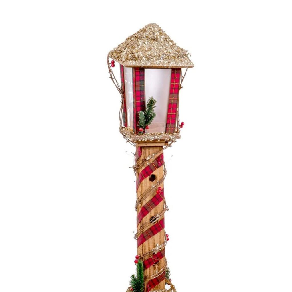 Χριστουγεννιάτικο Στολίδι Πολύχρωμο Χρυσό Ξύλο Πλαστική ύλη Ύφασμα Lanterne 18 x 18 x 100 cm