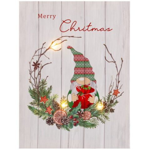 Πίνακας Χριστουγεννιάτικο στεφάνι Πολύχρωμο Ξύλο Καμβάς 30 x 40 x 1