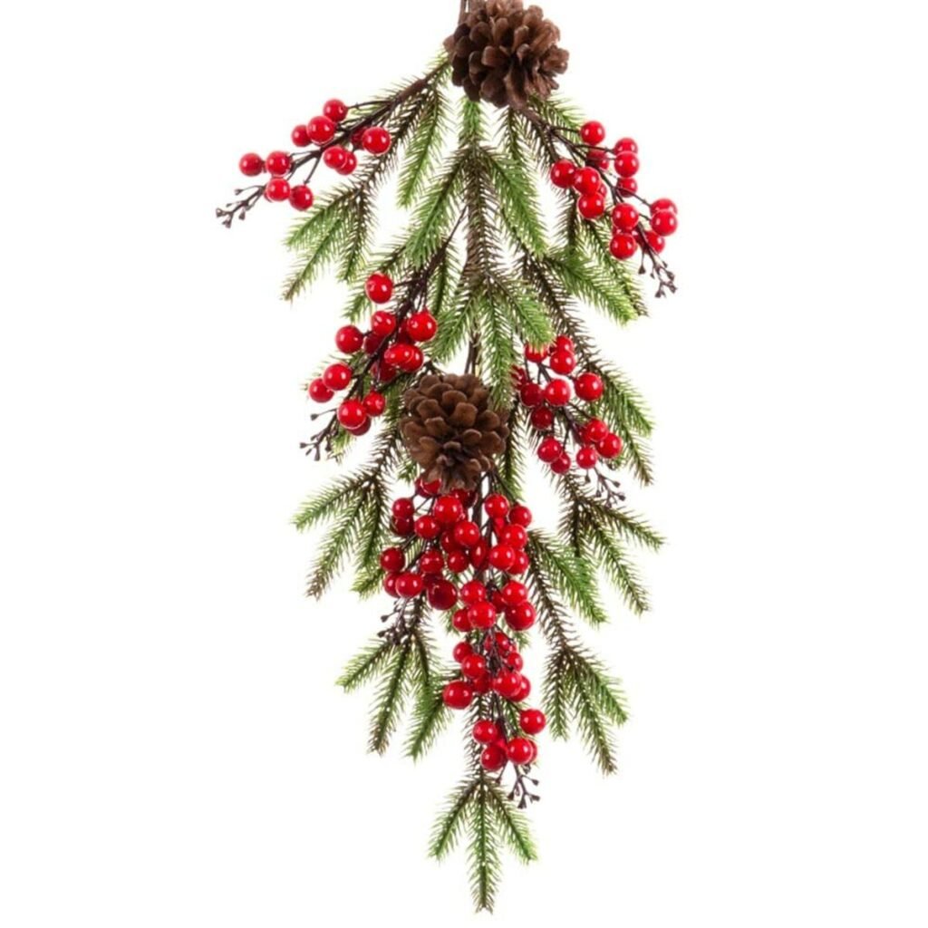 Κρεμάστρα για τις Πόρτες Χριστουγεννιάτικο στεφάνι Κόκκινο Πολύχρωμο Πλαστική ύλη Foam 60 cm