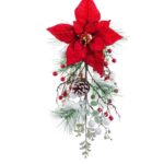 Κρεμάστρα για τις Πόρτες Χριστουγεννιάτικο στεφάνι Κόκκινο Πολύχρωμο Πλαστική ύλη Ύφασμα Ανανάδες 60 cm