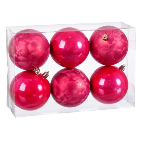 Χριστουγεννιάτικες μπάλες Φράουλα Πλαστική ύλη 8 x 8 x 8 cm (x6)