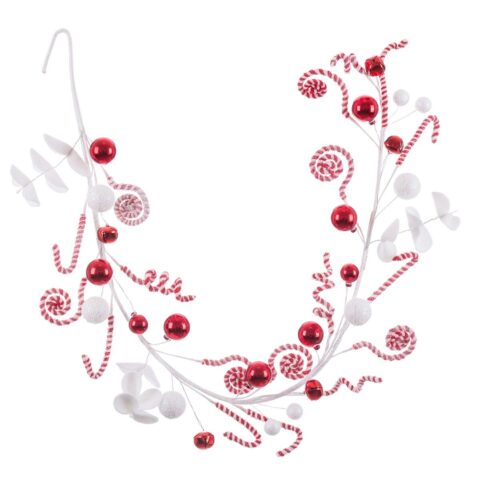 Χριστουγεννιάτικο στεφάνι Λευκό Κόκκινο Πλαστική ύλη Foam 125 cm