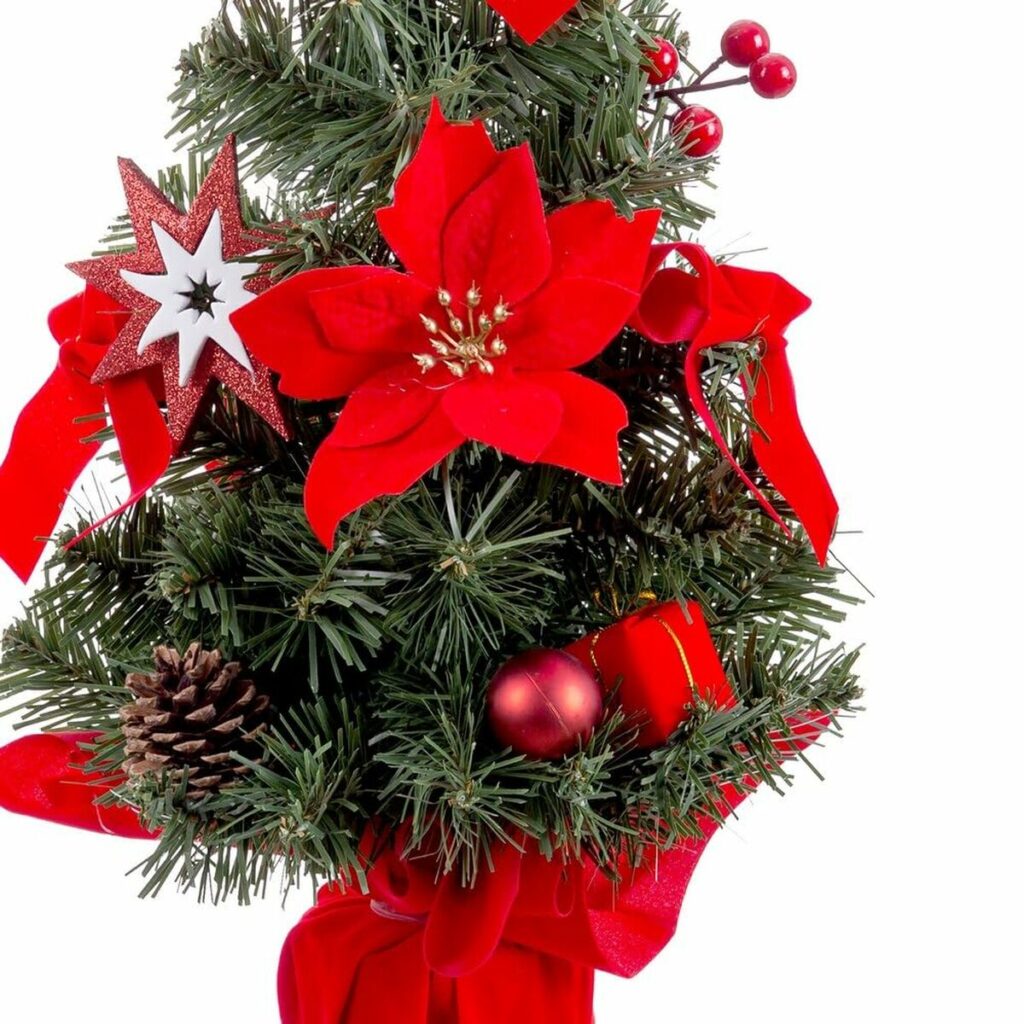 Χριστουγεννιάτικο Στολίδι Κόκκινο Πράσινο Πλαστική ύλη Ύφασμα Χριστουγεννιάτικο δέντρο 60 cm
