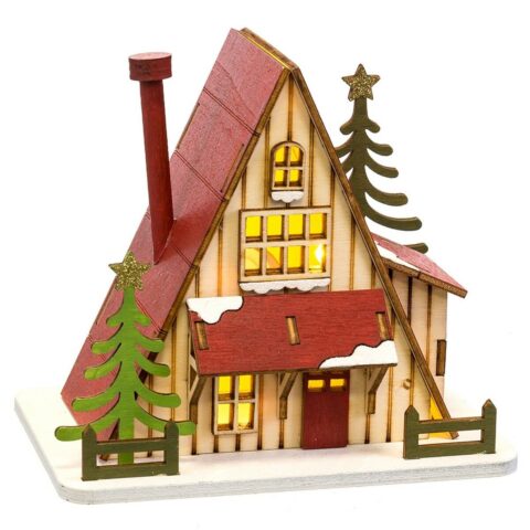 Χριστουγεννιάτικο Στολίδι Πολύχρωμο Ξύλο Σπίτι 14 x 9
