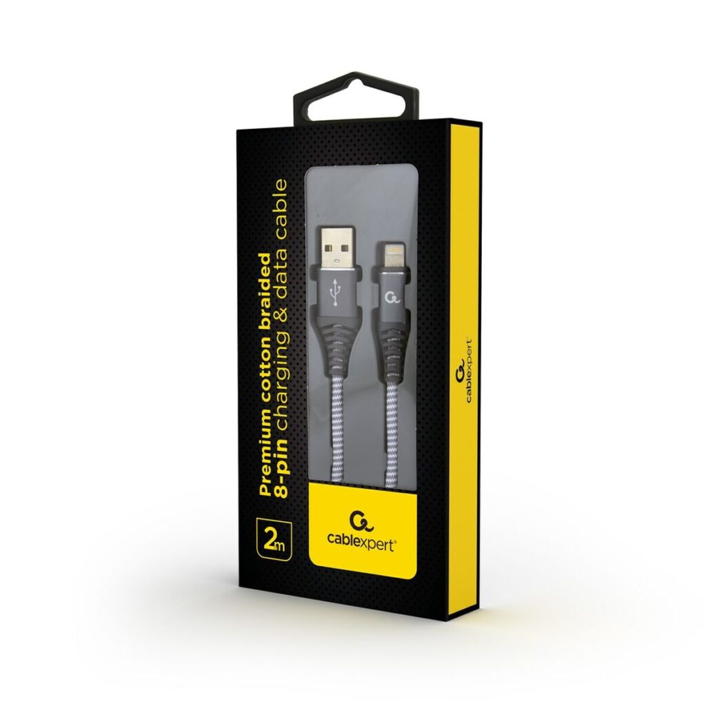 Καλώδιο USB σε Lightning GEMBIRD CC-USB2B-AMLM-2M-WB2 Γκρι Λευκό/Γκρι 2 m