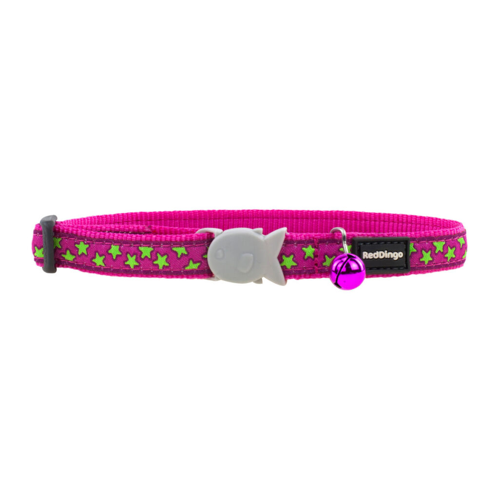 Κολάρο γάτας Red Dingo Stars Lime on Hot 20-32 cm Ροζ