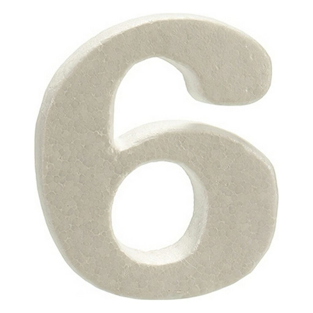 Αριθμοί 6 Λευκό πολυστερίνη 2 x 15 x 10 cm (12 Μονάδες)
