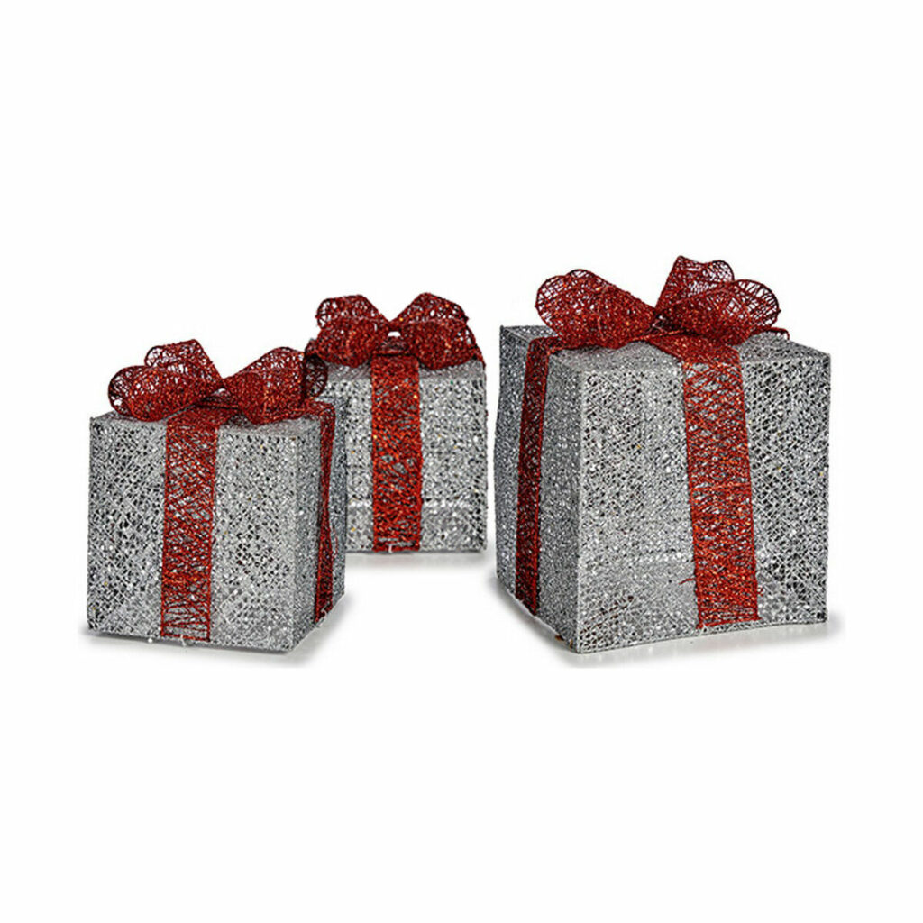 Χριστουγεννιάτικα Στολίδια Συσκευασία Δώρου Κόκκινο Ασημί (3 Μονάδες)