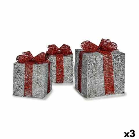 Χριστουγεννιάτικα Στολίδια Συσκευασία Δώρου Κόκκινο Ασημί (3 Μονάδες)