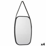 Τοίχο καθρέφτη Μαύρο Κρυστάλλινο Δερματίνη 43 x 65 x 3 cm (4 Μονάδες)