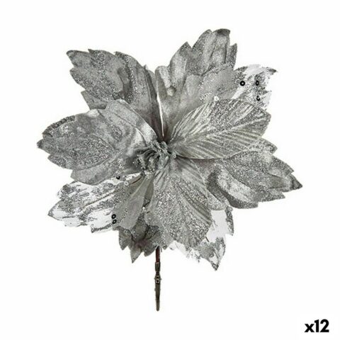 Διακοσμητικό Λουλούδι Ασημί Πλαστική ύλη 25 x 32 x 25 cm (12 Μονάδες)