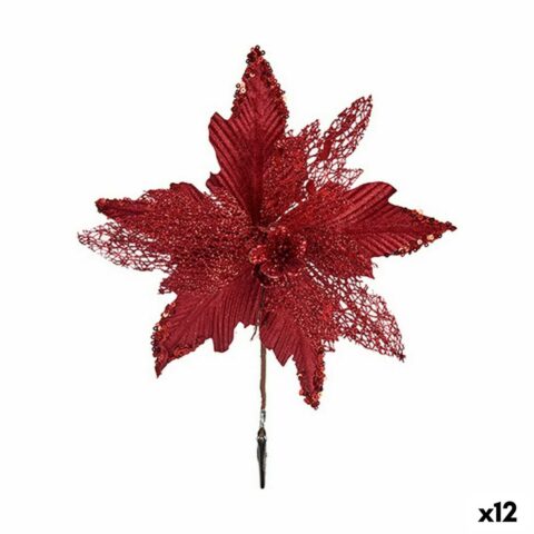 Διακοσμητικό Λουλούδι Κόκκινο Πλαστική ύλη 27 x 29 x 23 cm (12 Μονάδες)