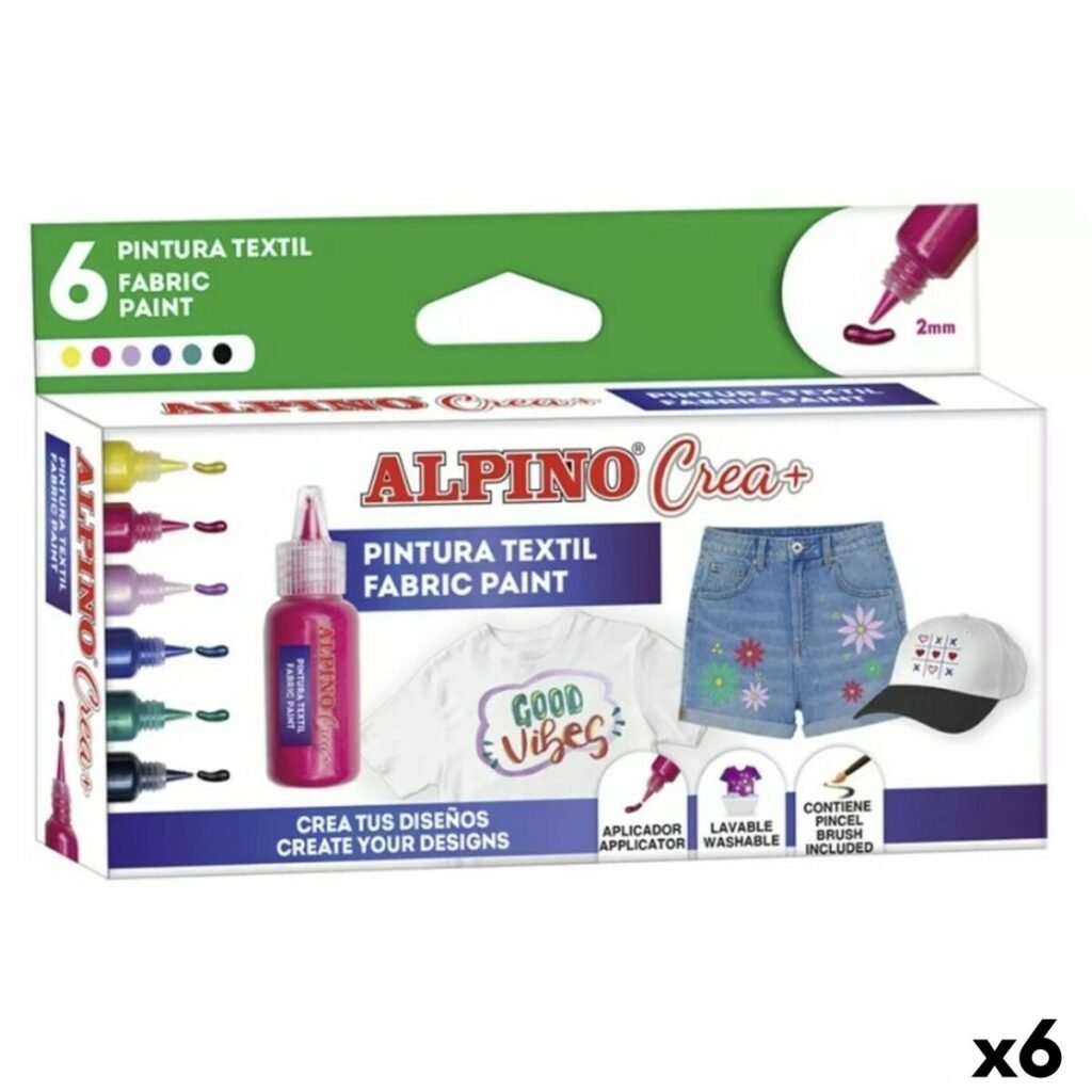 Ρύθμιση χρωμάτων Alpino Fabric Paint Υφασμάτινο (x6)