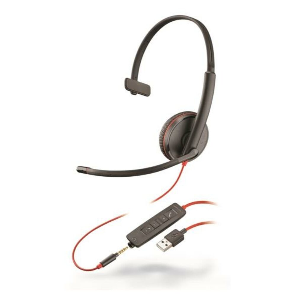 Ακουστικά με Μικρόφωνο Poly Blackwire C3215 Μαύρο Κόκκινο
