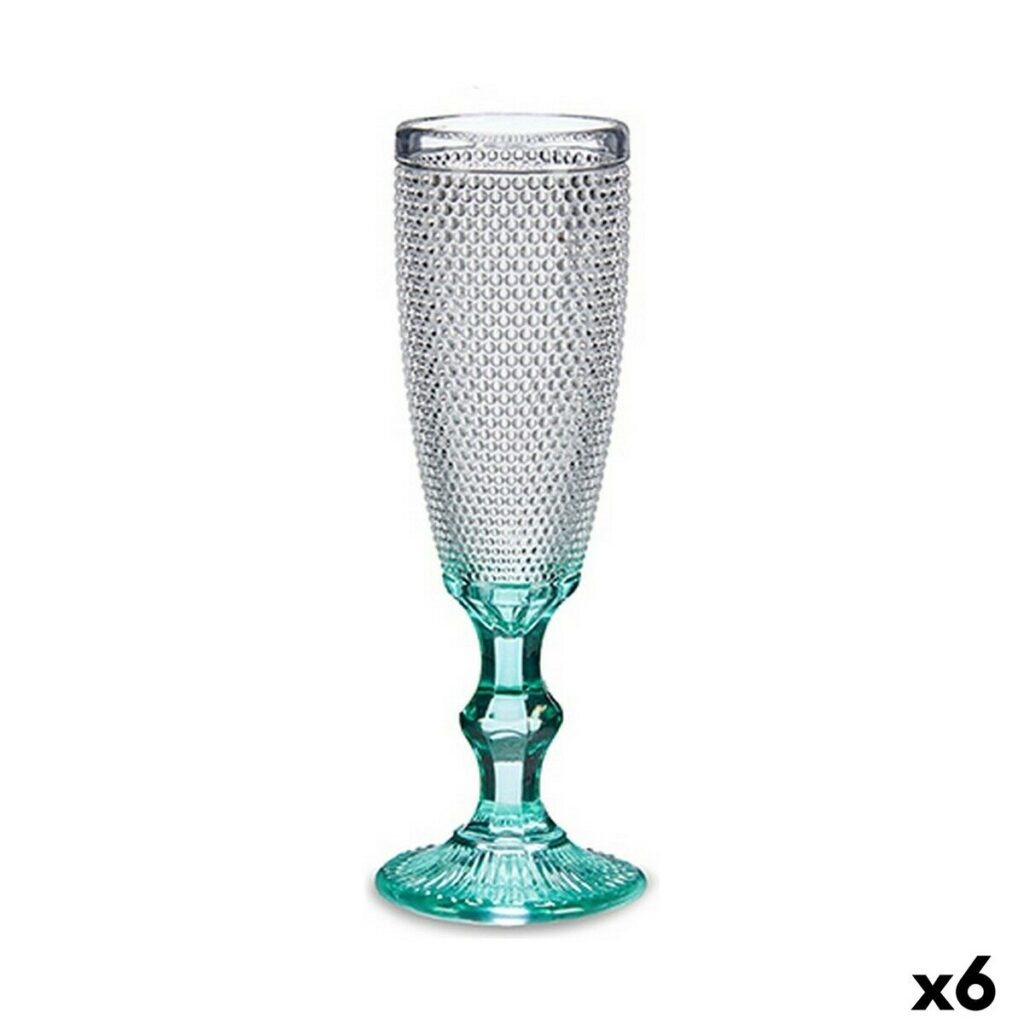 Ποτήρι για σαμπάνια Τυρκουάζ Πόντοι Γυαλί x6 (185 ml)