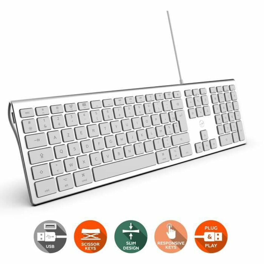 Πληκτρολόγιο Mobility Lab Λευκό Ασημί Mac OS AZERTY