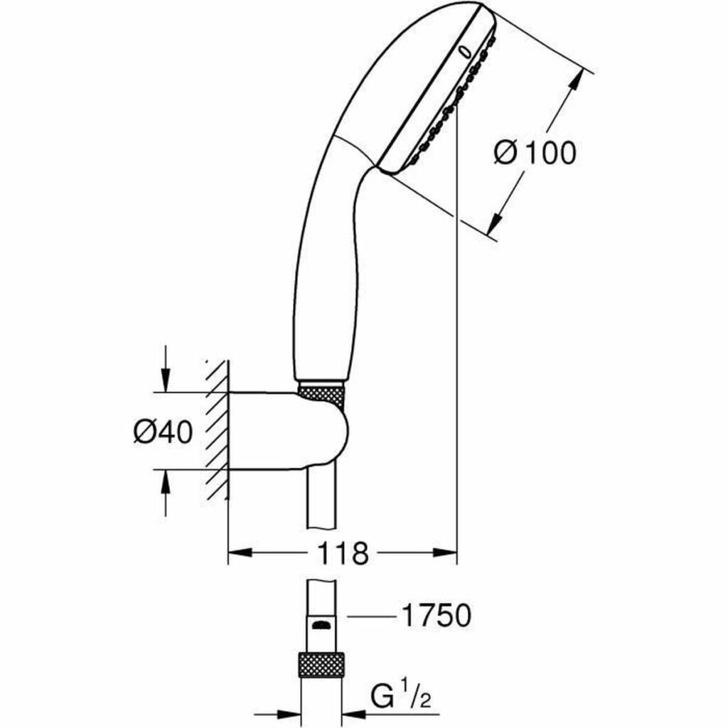 1 κεφαλή ντους και σωλήνα ροής Grohe 26198000 1 Θέση