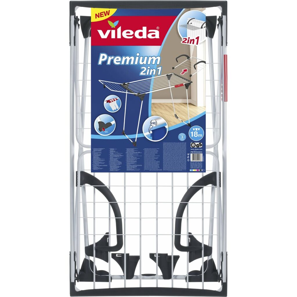 Απλώστρα Ρούχων Vileda Premium 2 σε 1 Γκρι Χάλυβας (180 x 91 x 57 cm)